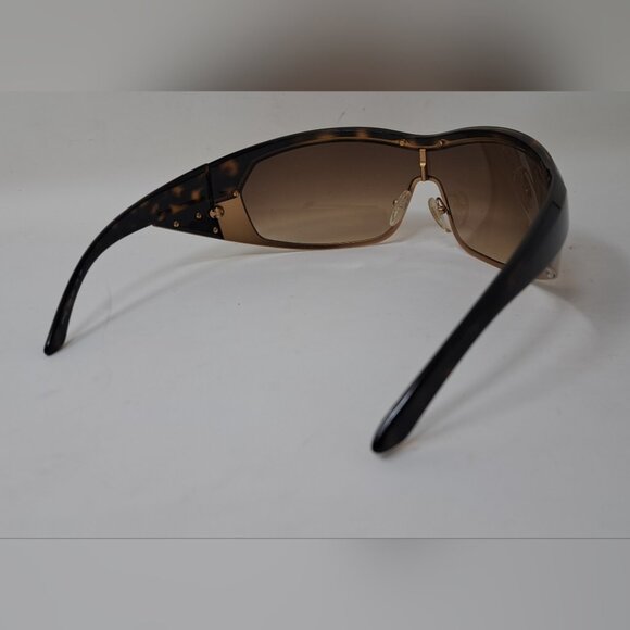 Prada Women's Sunglasses Shield Triangle Logo Mask Gold Tortoise Brown SPR 621 - Picture 13 of 14